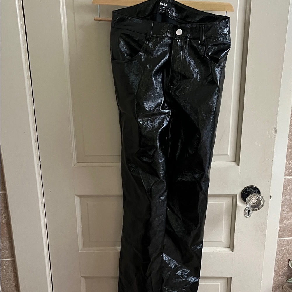Feminine Funk Shiny Black Pants